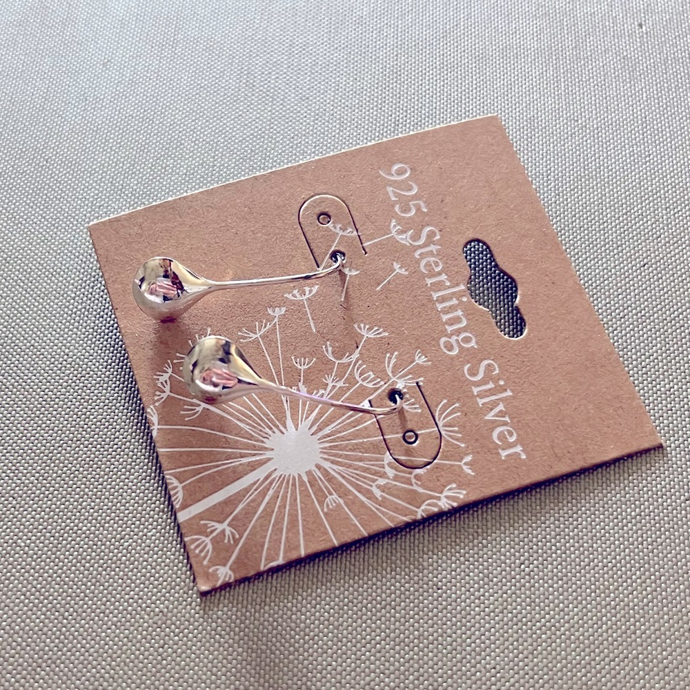 Sterling silver dandelion teardrop earrings
